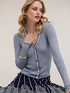 Ribbed knit cardigan with lurex blend image number 0