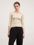 Ribbed lurex sweater with scoop neck image number 0