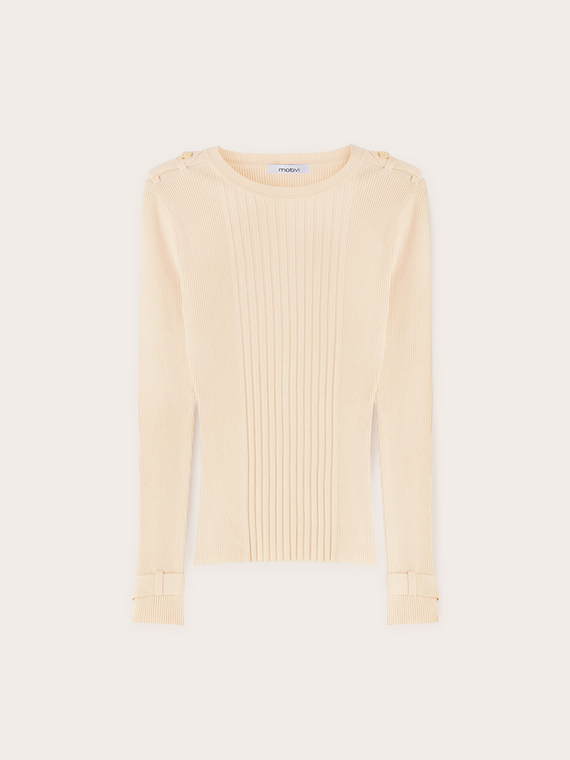 Ribbed sweater with epaulettes