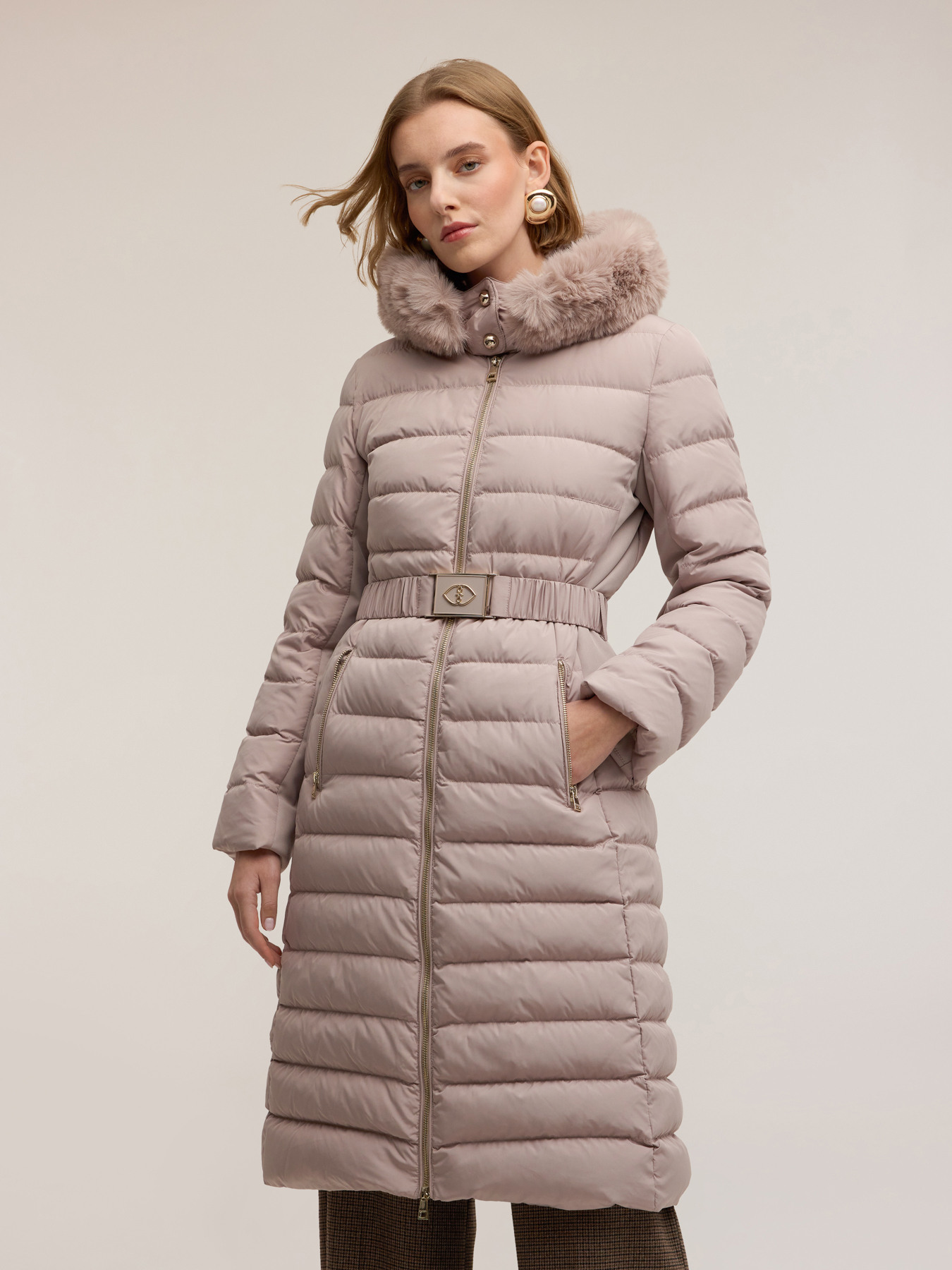 Long down jacket with hood image number 0