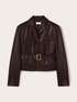 Coated fabric jacket with belt image number 4