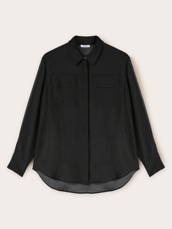 Organza-Bluse mit Taschen