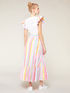 T-shirt with striped patterned flounce sleeves image number 1