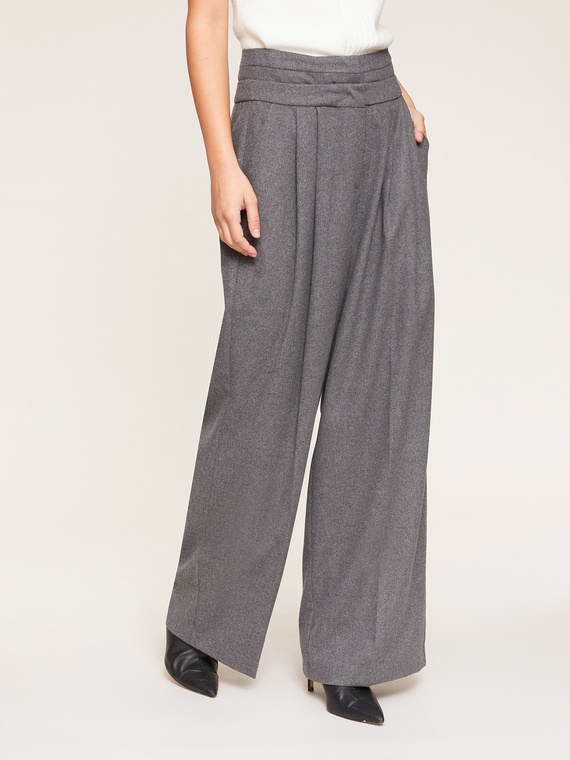 Motivi Pantaloni palazzo con pinces in flanella Donna, Grigio, Taglia 36