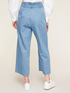 Denim-effect cropped trousers with rhinestones image number 1
