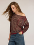 Flamed viscose sweater with draped neckline image number 3