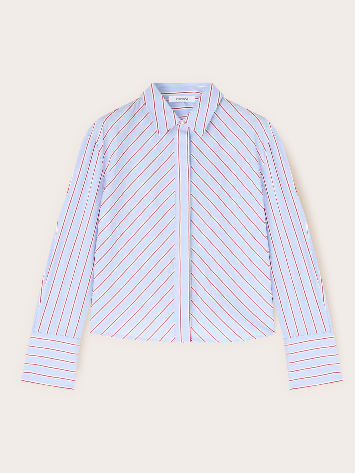 Chemise boxy en popeline &agrave; rayures diagonales image number 4