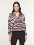 Satin blouse with animal print collar image number 0