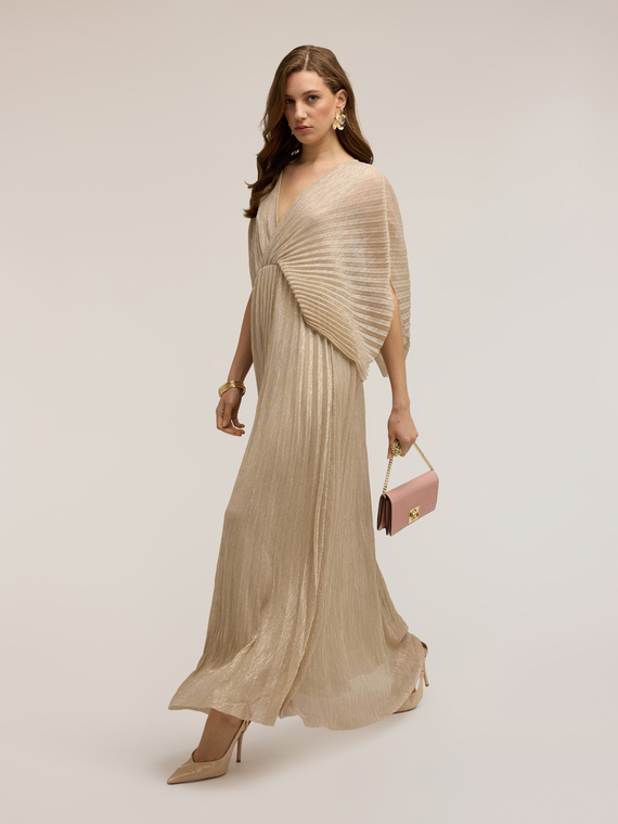 Robe longue pliss&eacute;e m&eacute;tallis&eacute;e