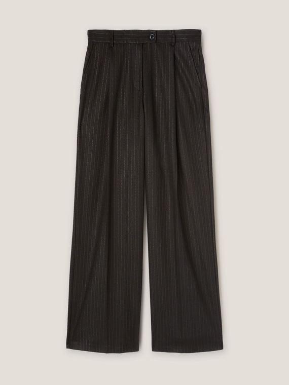 Pinstriped lurex trousers with darts