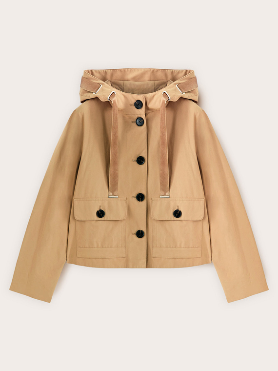 Kurzer Parka aus Baumwollmischung mit Kapuze