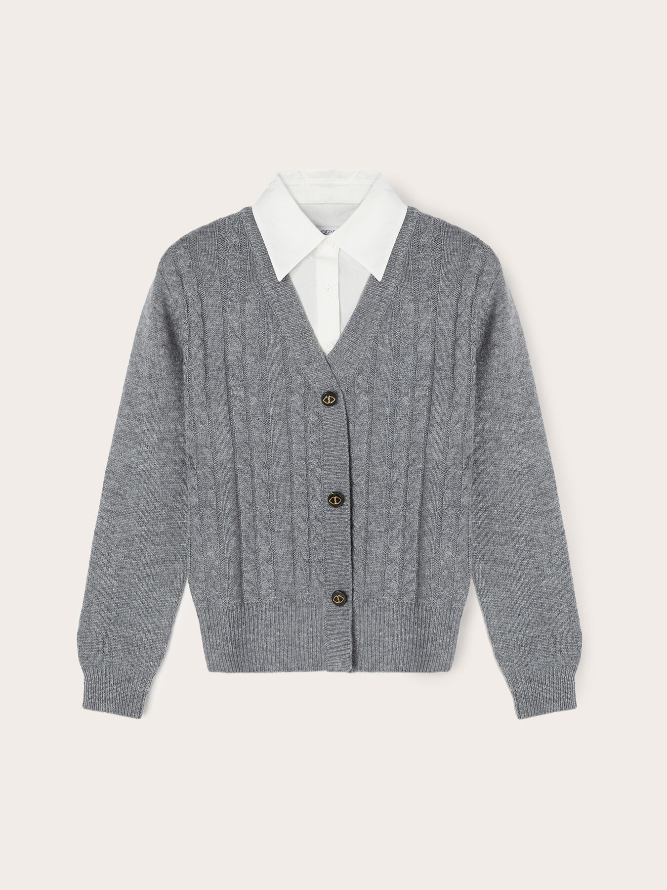 Maglia a trecce con colletto camicia image number 4