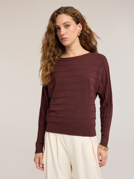 Ribbed striped sweater in viscose blend