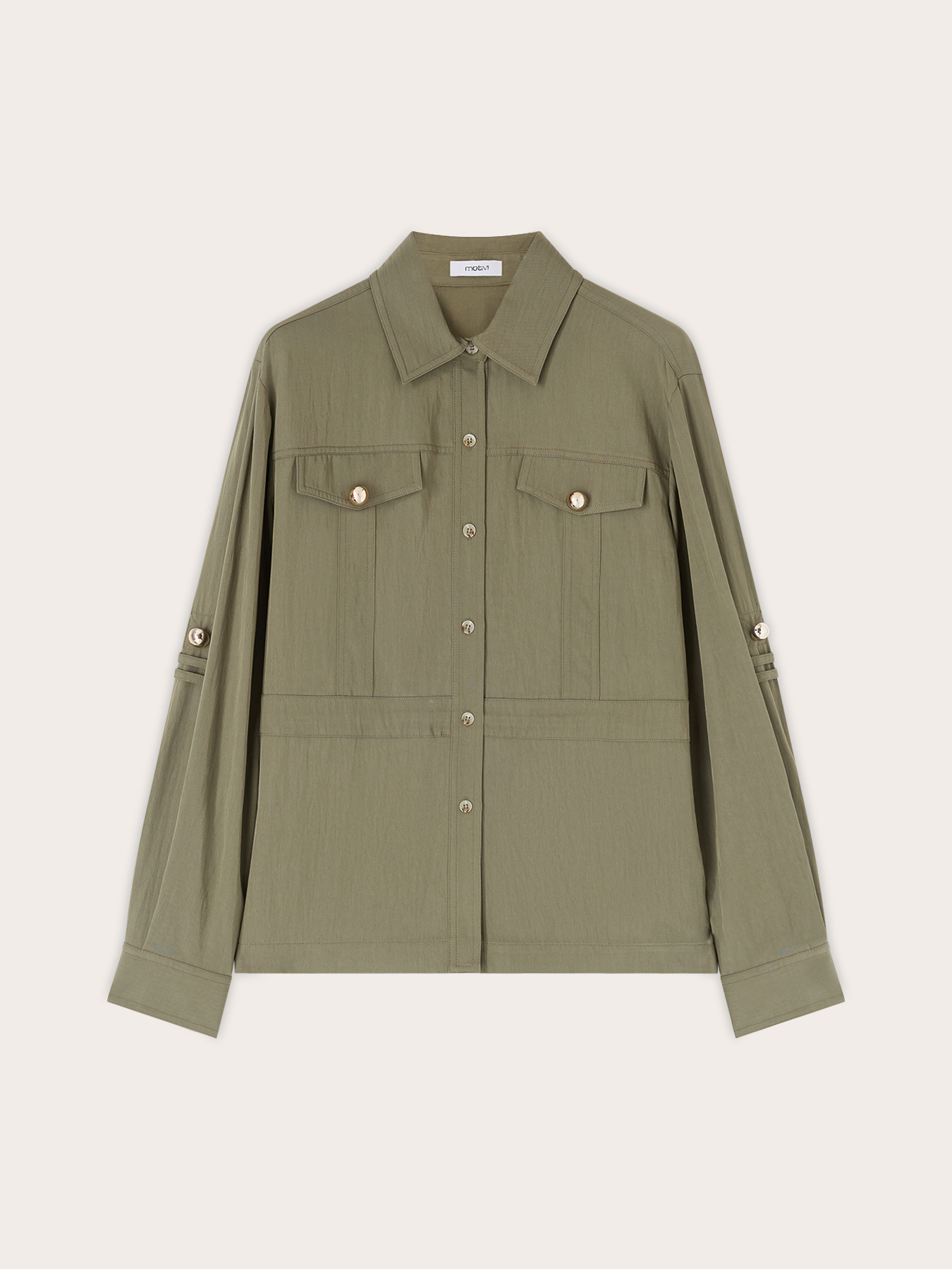 Drawstring shirt in viscose twill image number 4