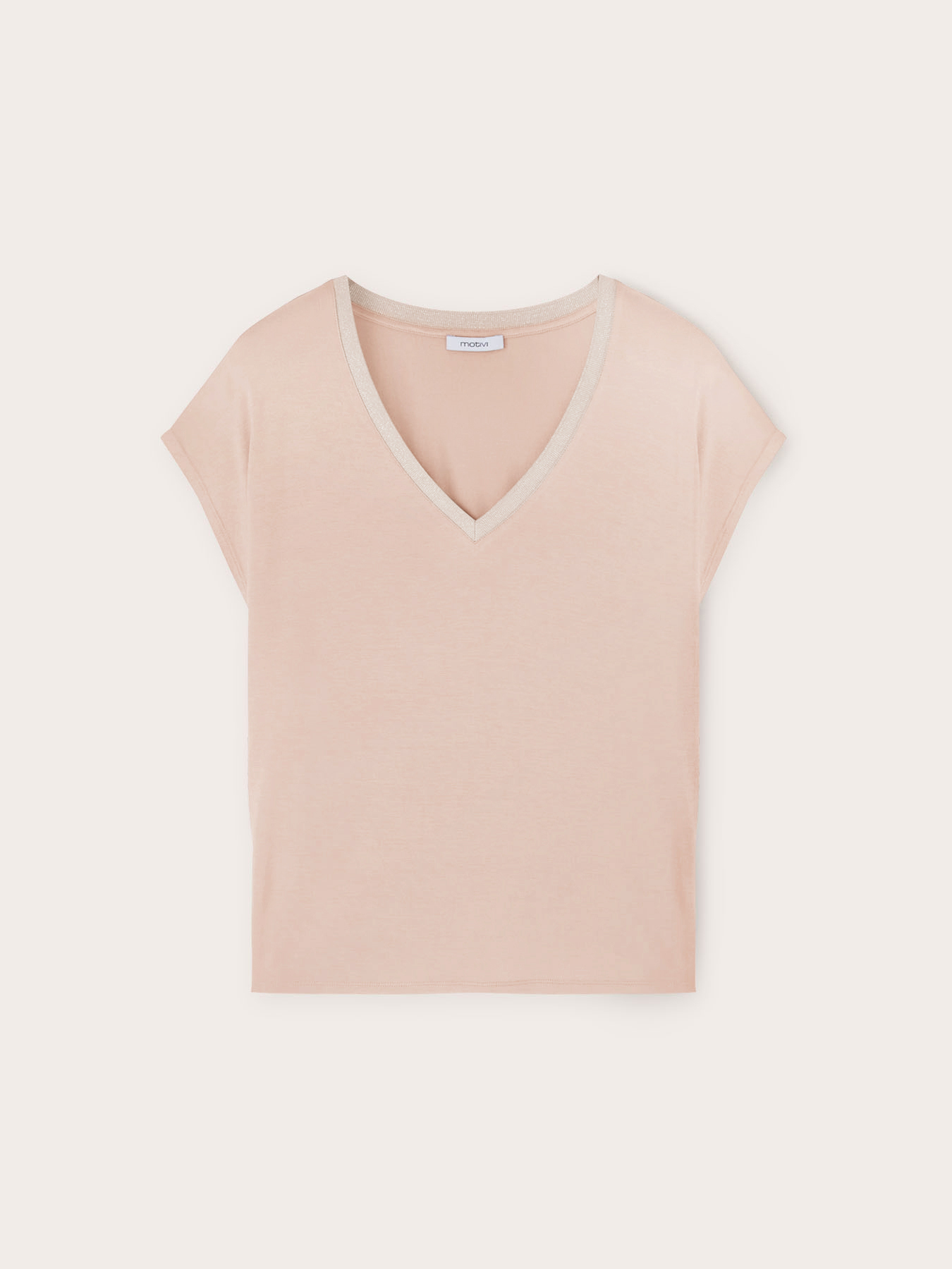 T-Shirt mit V-Ausschnitt und Lurex-B&uuml;ndchen image number 4