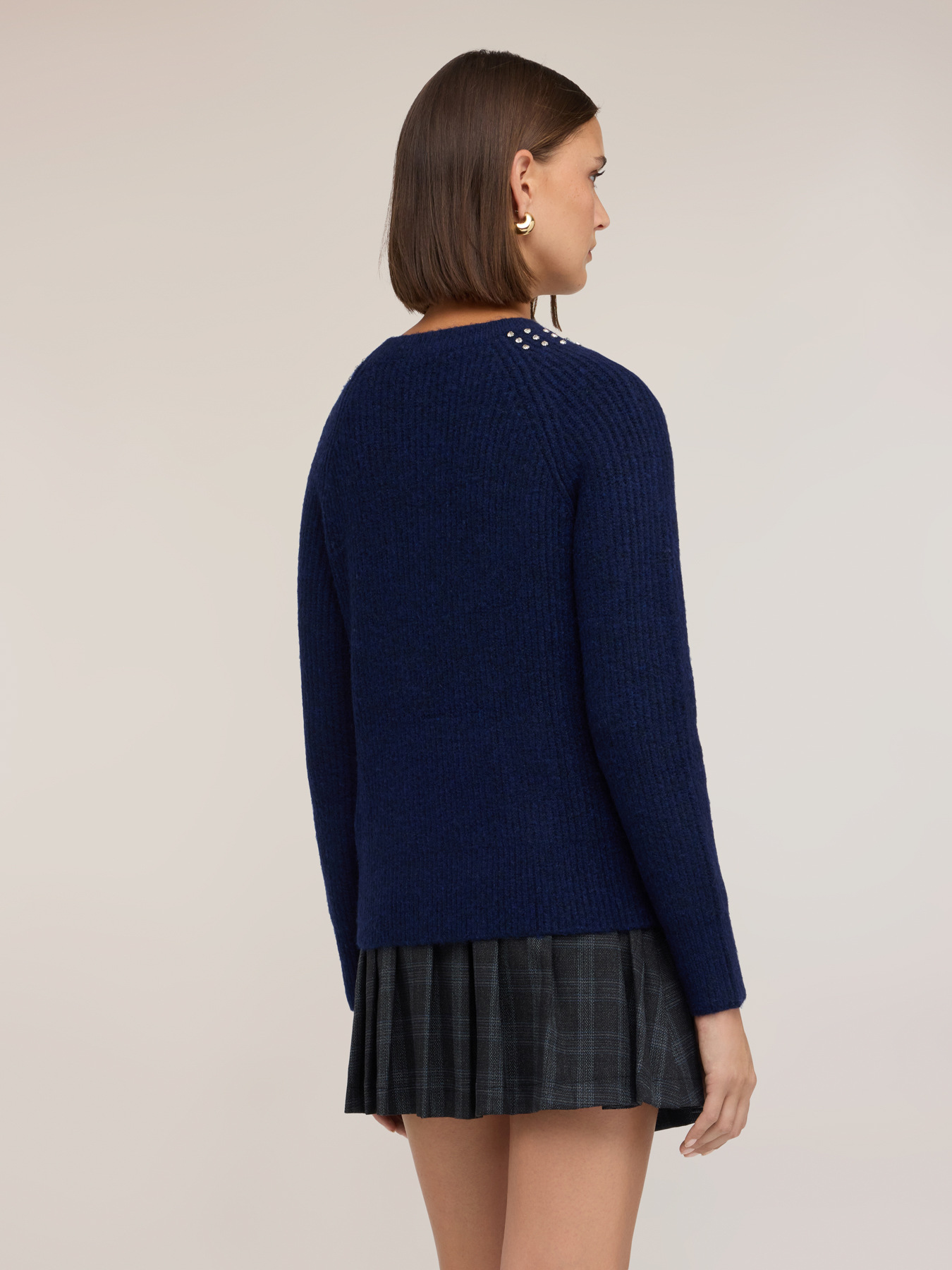 Ribbed wool-blend sweater with stones image number 1