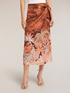 Pareo-effect satin skirt with print image number 2