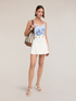 Striped top with lace and floral print image number 0