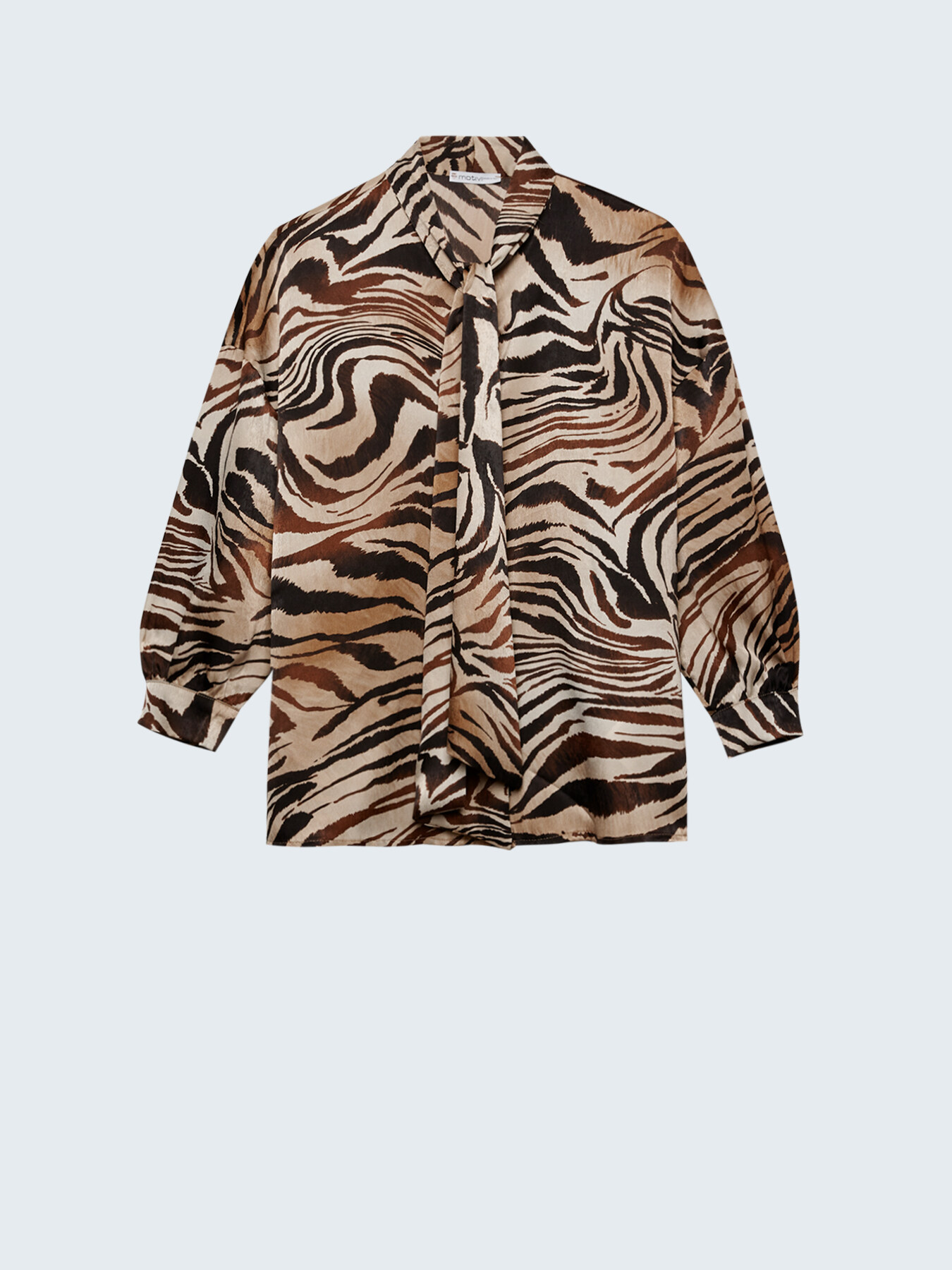 Camicia animalier con collo a fusciacca image number 3