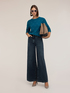 Diamond-patterned knit top with crystal stones image number 2
