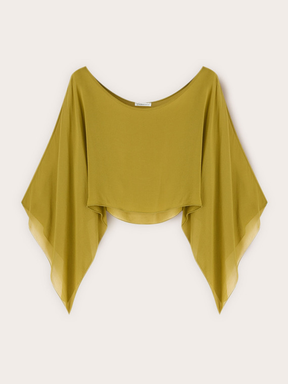 Crop-Poncho mit Drapierung und Fledermaus&auml;rmeln