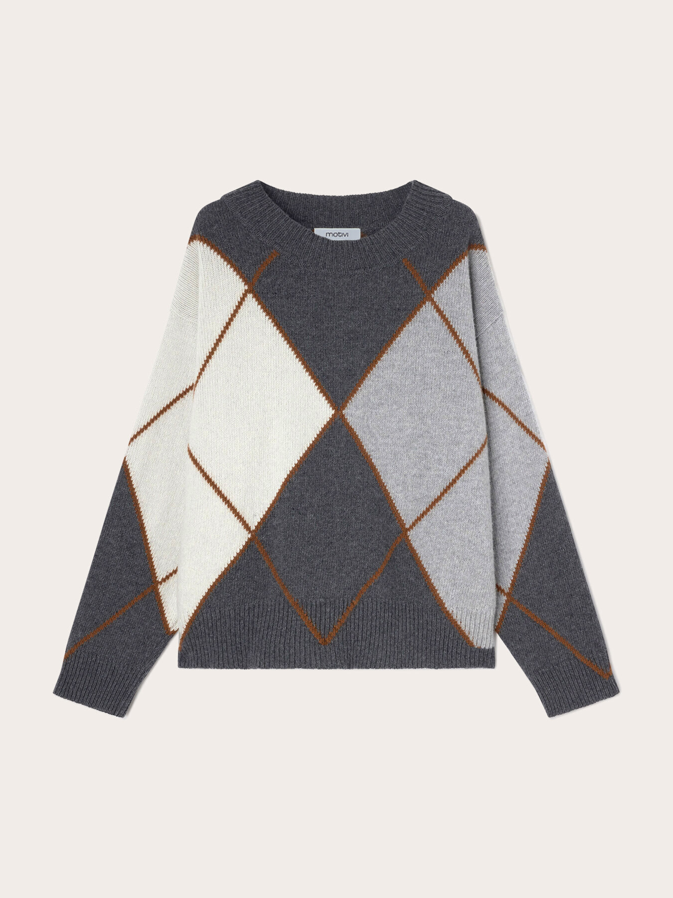 Wool-blend sweater with argyle pattern image number 4