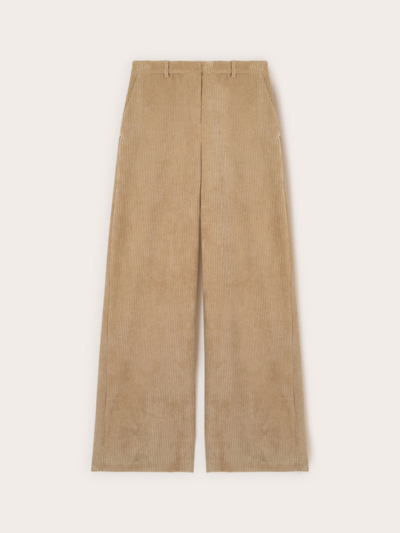 Pantalon palazzo en velours c&ocirc;tel&eacute;