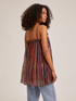 Oversized lurex striped top with ethnic pattern image number 1
