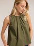 Poplin blouse with draping image number 3