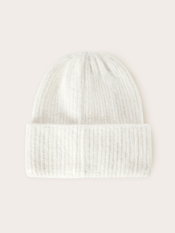 Strickm&uuml;tze mit Pailletten-Stickerei