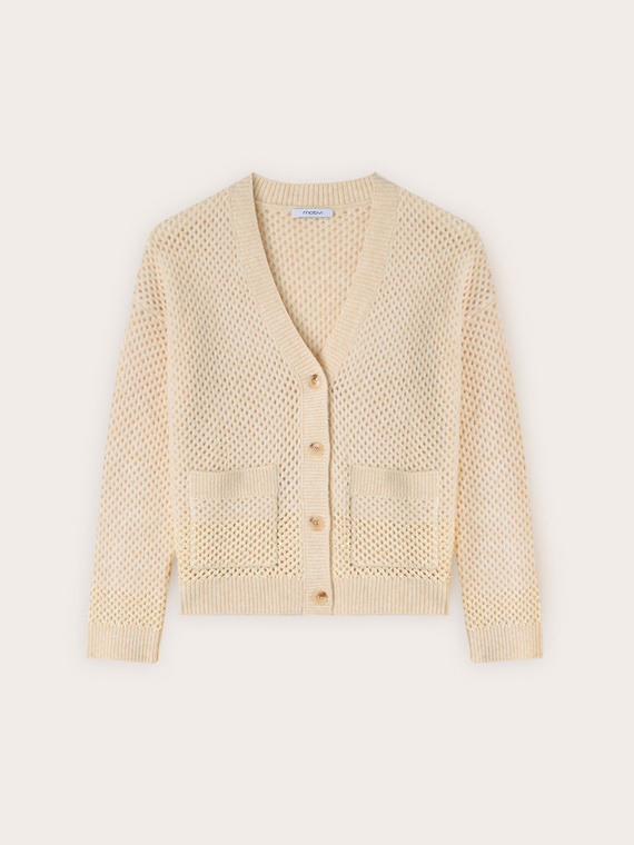 Cardigan con lavorazione a rete