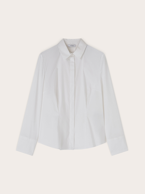 Poplin shirt with hidden buttons