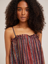 Oversized lurex striped top with ethnic pattern image number 2