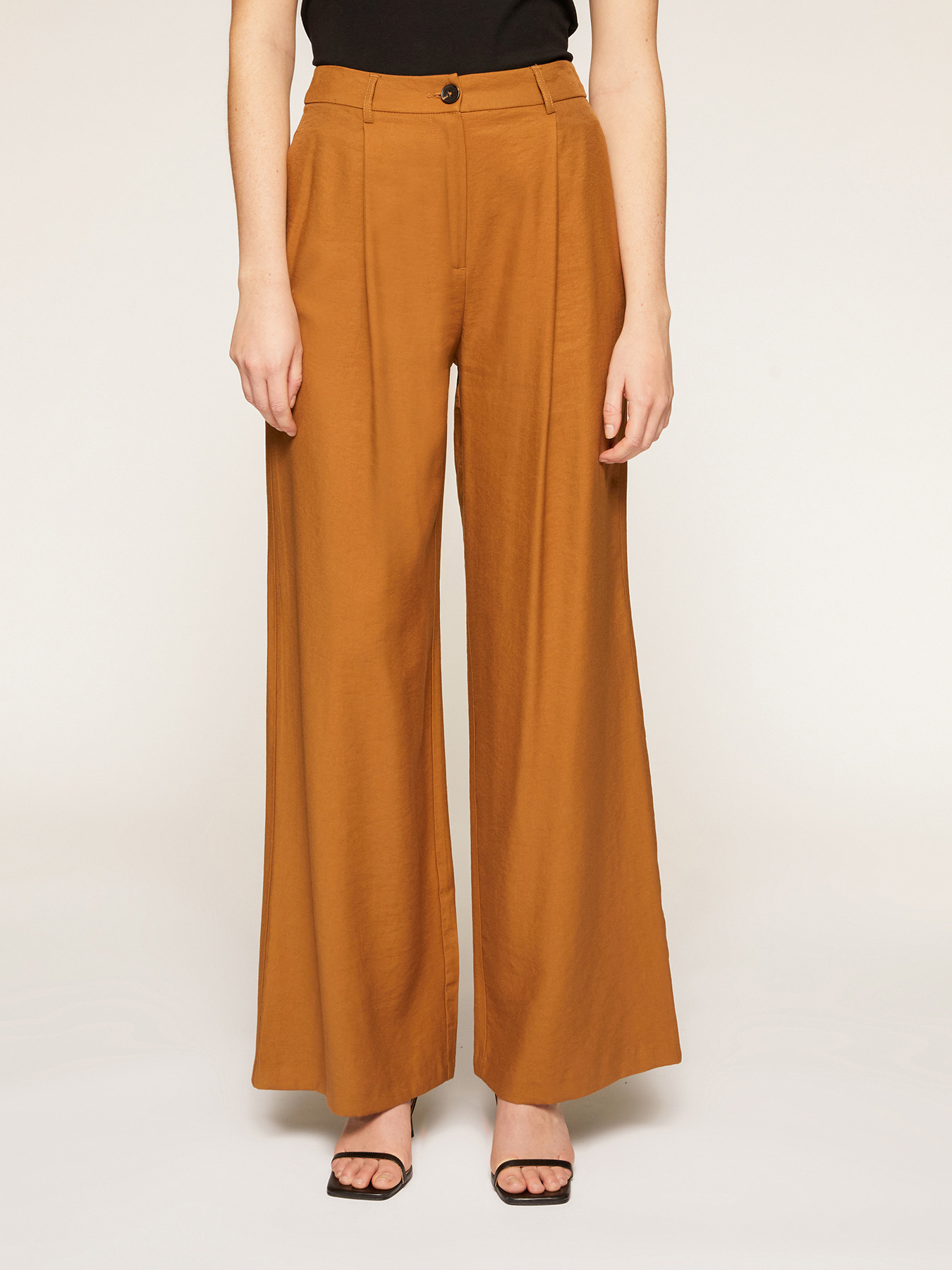 Pantaloni gamba larga in raso debacato image number 0