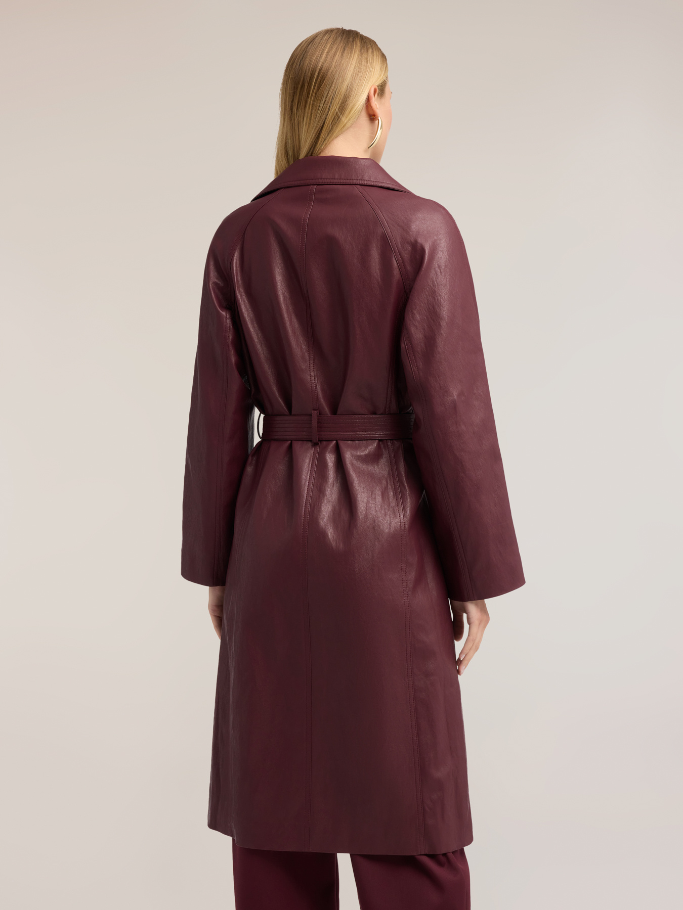 Belted glossy trench coat with buckle image number 1