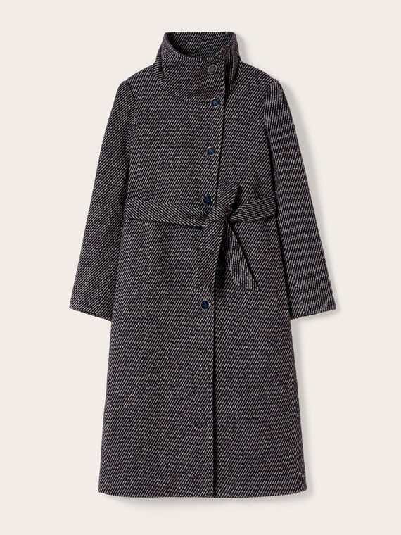 Manteau ceintur&eacute; &agrave; col montant