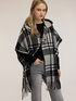 Karierter Poncho mit Fransen und Schalkragen image number 0