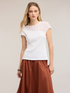 Bi-material t-shirt with draped insert image number 3
