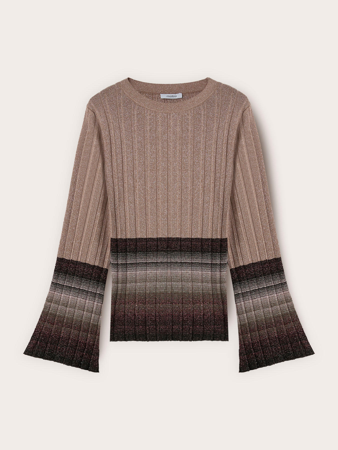 Jersey de canalé con mangas acampanadas image number 4