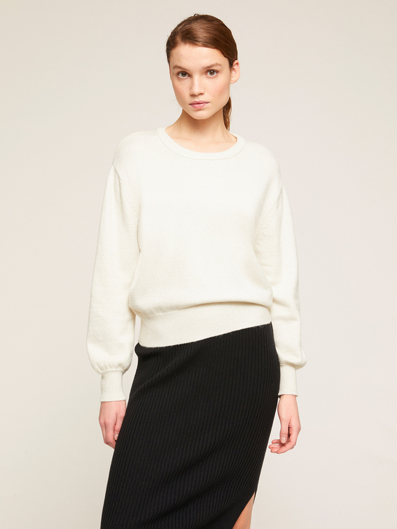 Motivi Maglia con maniche a palloncino Donna, Bianco, Taglia M