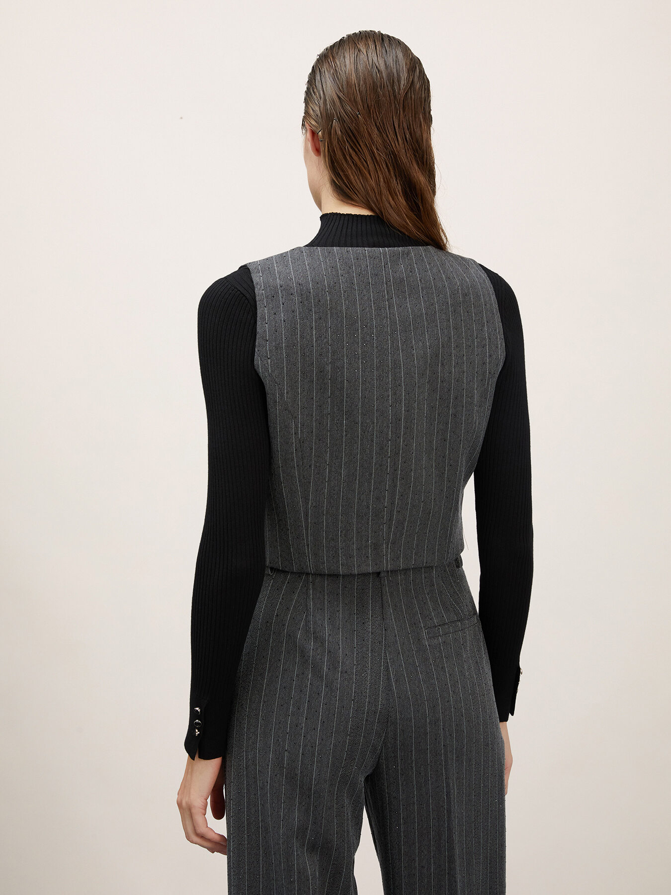 Pinstripe waistcoat with crystals image number 1