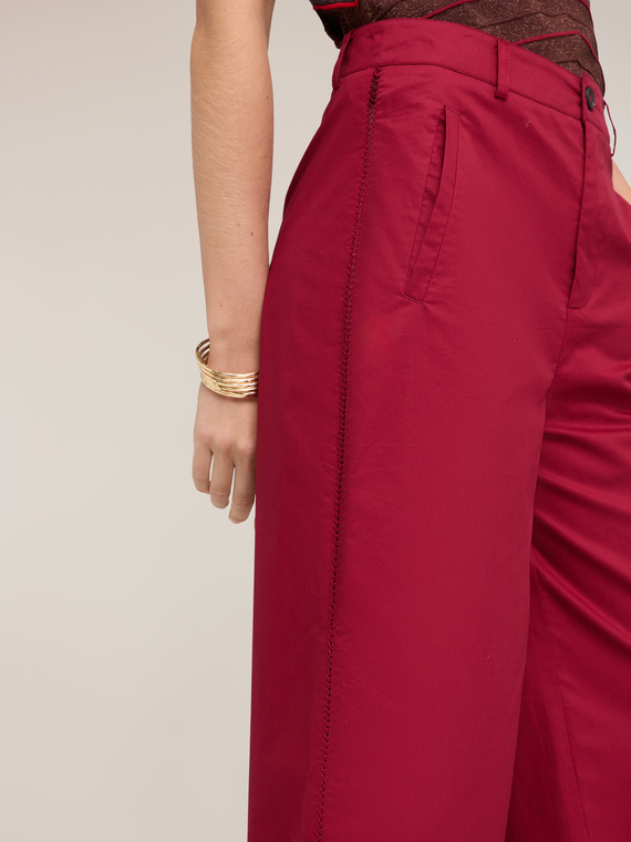 Cropped cotton twill trousers