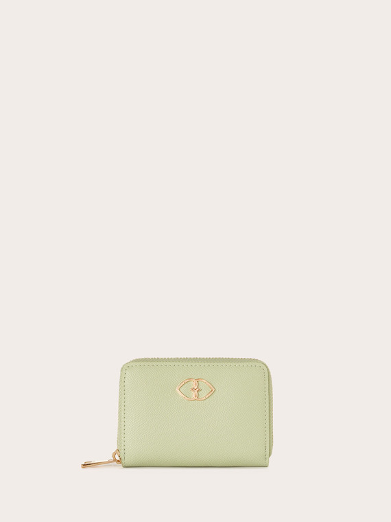 Kleine Brieftasche aus beschichtetem Stoff mit umlaufendem Reißverschluss