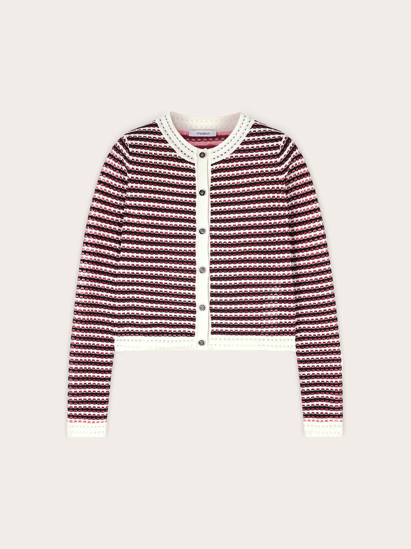 Chaqueta de punto calado a rayas image number 5