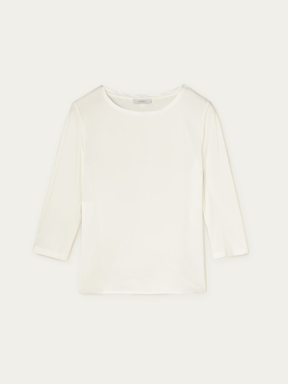 Motivi T-shirt in due tessuti maniche tre quarti Donna Bianco