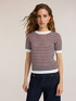 Striped openwork viscose blend sweater image number 0