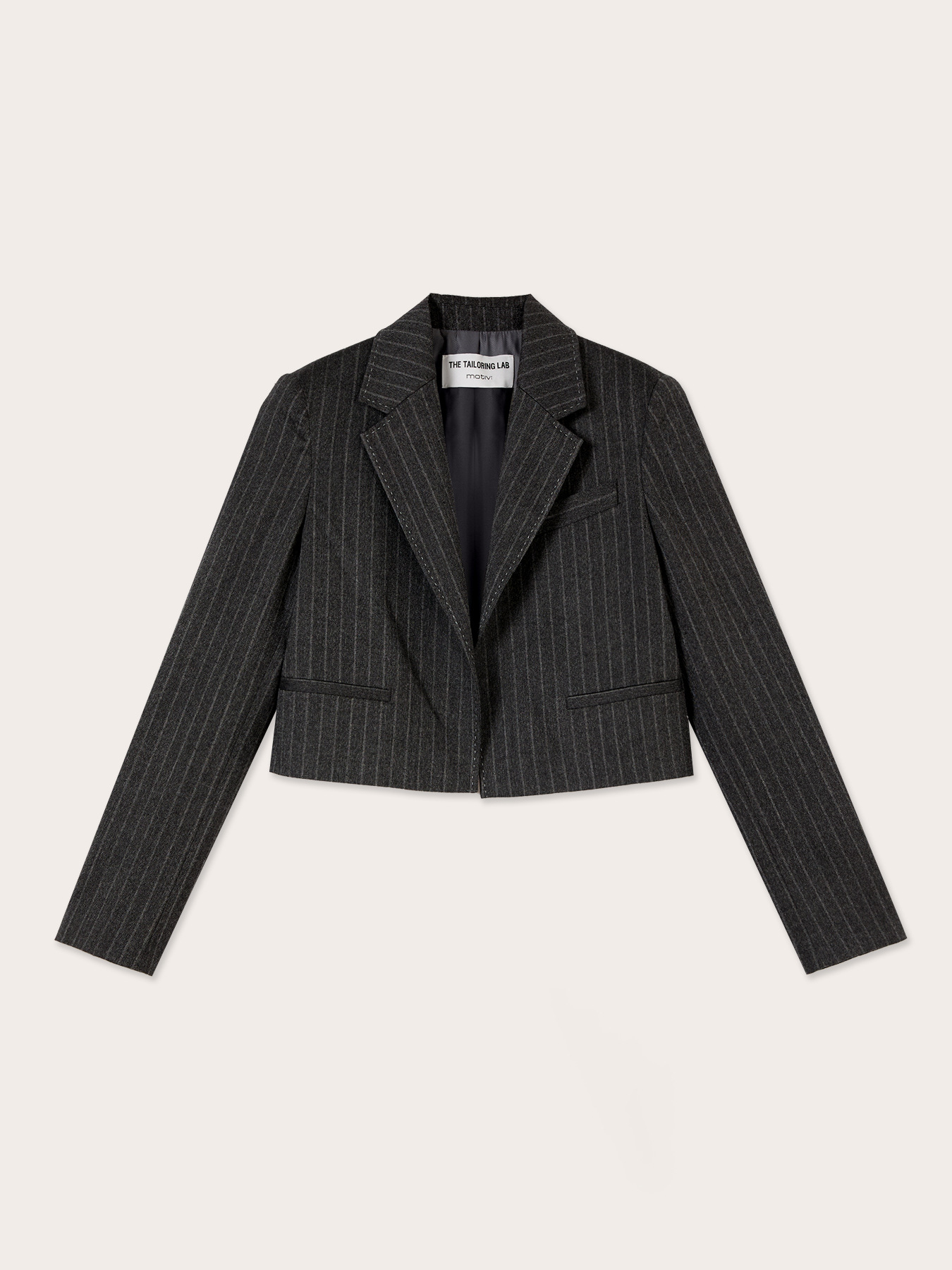 Cropped pinstripe blazer The Tailoring Lab image number 4
