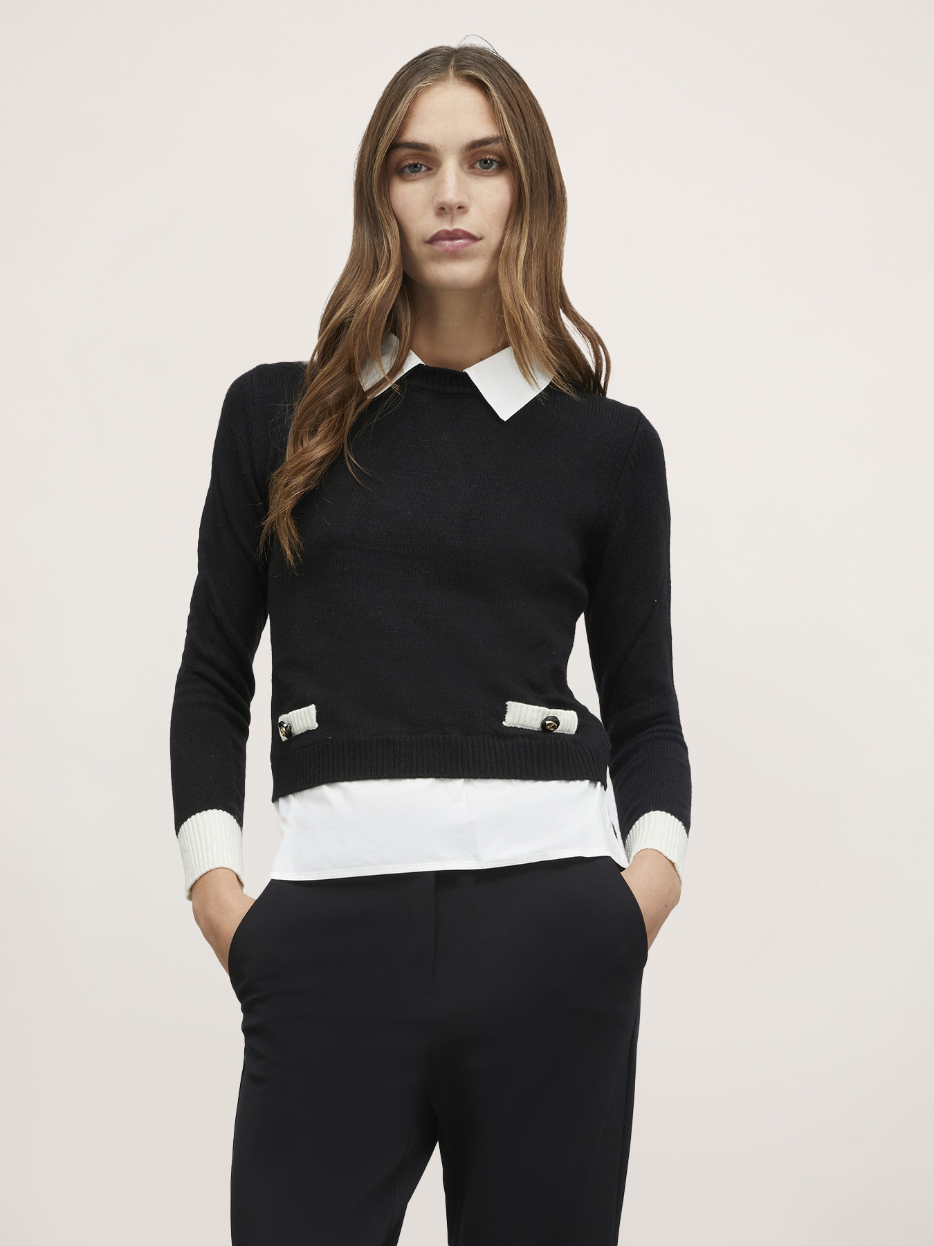 Pullover mit Hemdkragen image number 0