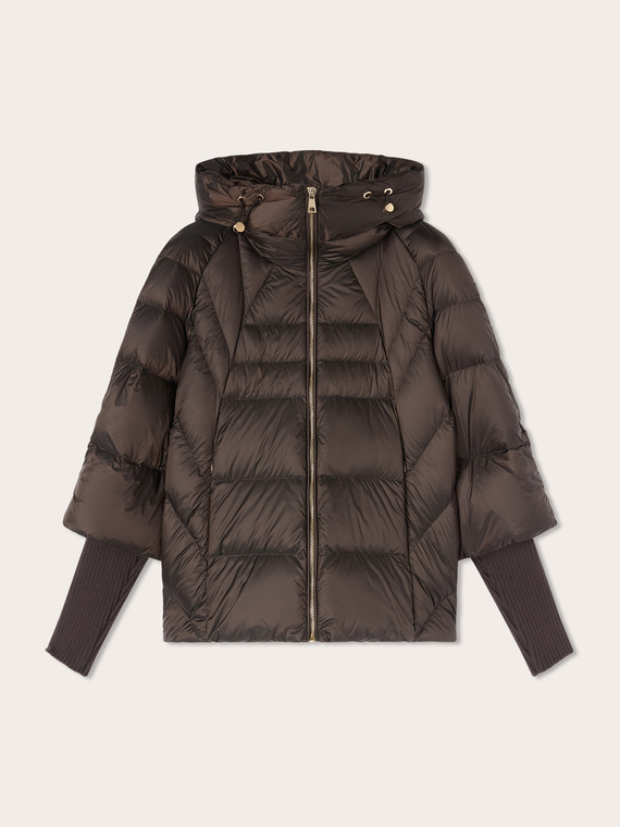 Heavy oversized down jacket with hood