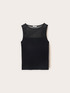 Maglia fine a coste con d&eacute;collet&eacute; trasparente image number 4